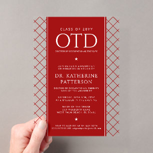 OTD Doctor of Occupational Therapy Graduation Acrylic Invitations