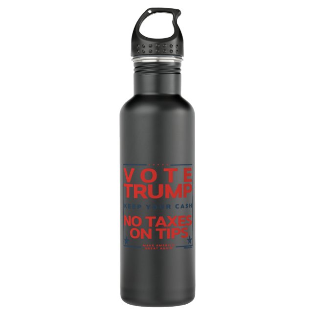 ote Trump No Taxes on Tips Stainless Steel Water Bottle (Front)