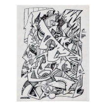 Other Planes of Here, ink drawing Glossy Poster