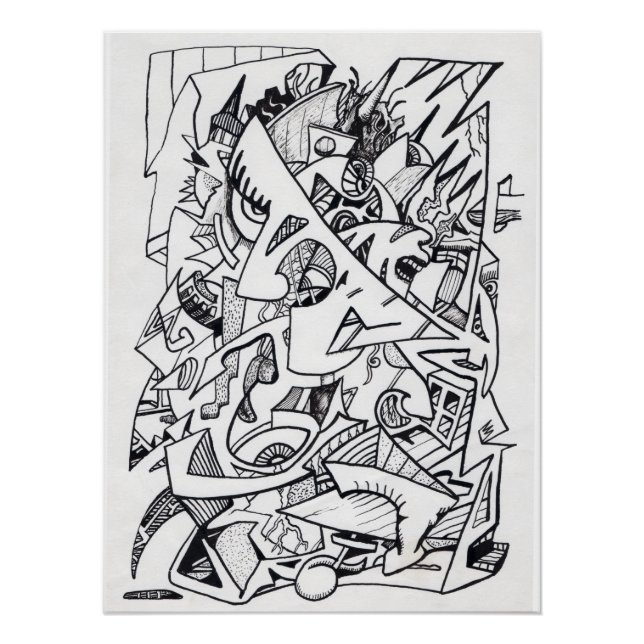 Other Planes of Here, ink drawing Glossy Poster (Front)