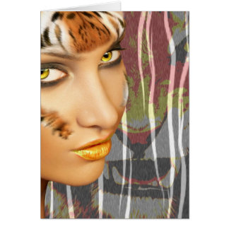 Otherkin Tiger Female Therian art, stunning makeup Cards