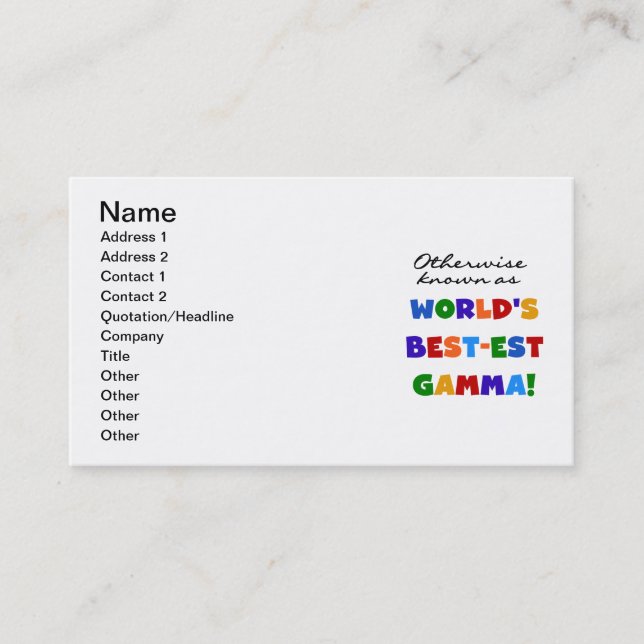 Otherwise Known as Best-est Gamma Gifts Business Card (Front)