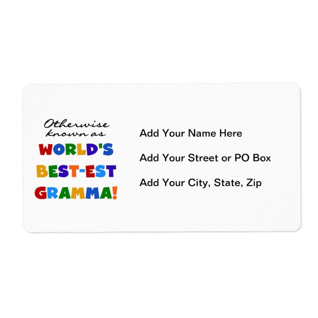 Otherwise Known as Best-est Gramma T-shirts Label (Front)