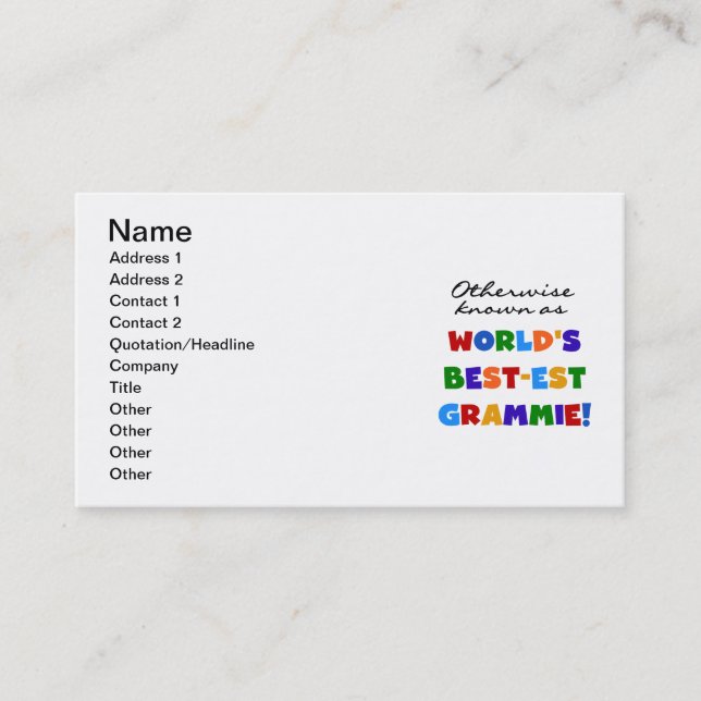 Otherwise Known as Best-est Grammie T-shirts Business Card (Front)
