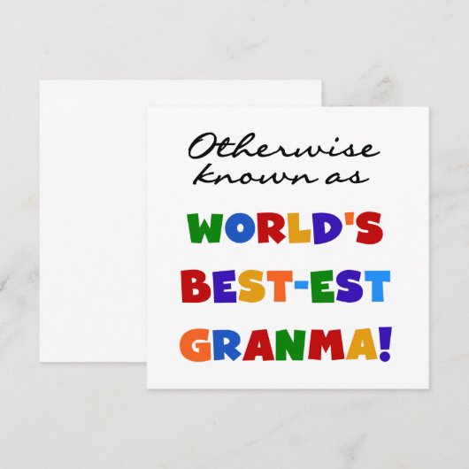 Otherwise Known as Best-est Granma Gifts (Front/Back)