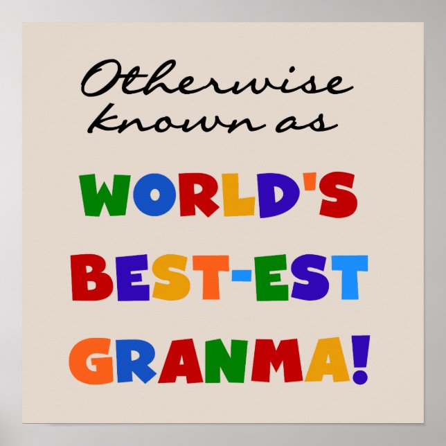 Otherwise Known as Best-est Granma Gifts Poster (Front)