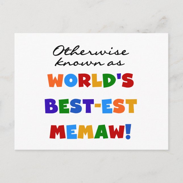 Otherwise known as World's Best-est Memaw Postcard (Front)