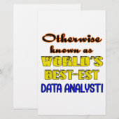Otherwise known as world's bestest Data analyst (Front/Back)
