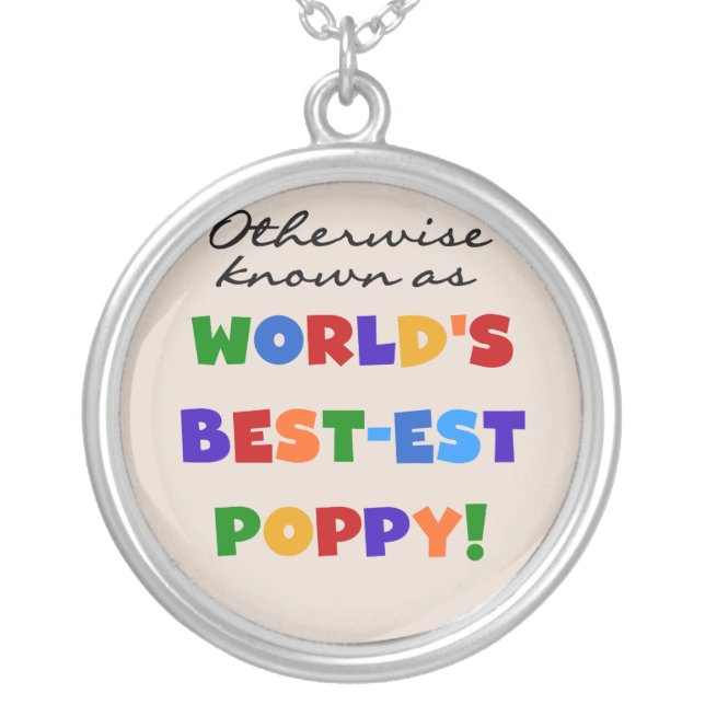 Otherwise Known Best-est Poppy Tshirts and Gifts Silver Plated Necklace (Front)