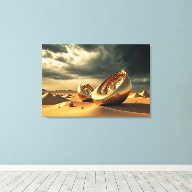 Otherworld Relics – Surreal Desert Sculpture Canvas Print (Insitu(Wood Floor))