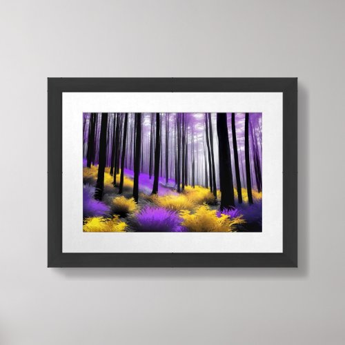 Otherworldly Purple and Yellow Enchanted Forest Framed Art