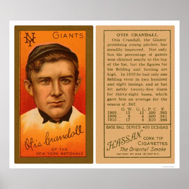 Otis Crandall Giants Baseball 1911 Poster (Front)