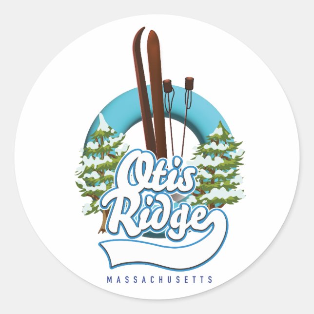 Otis Ridge Massachusetts ski logo Classic Round Sticker (Front)