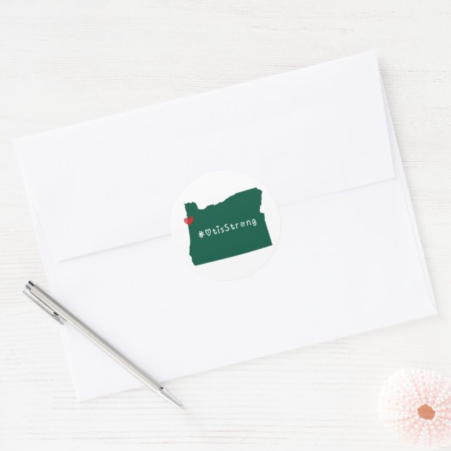 Otis Strong Heart Green Classic Round Sticker (Envelope)
