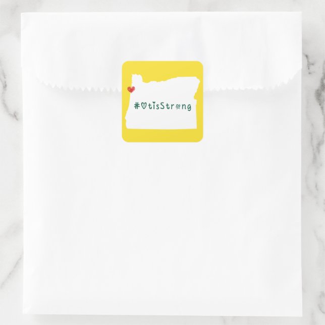Otis Strong Heart White Square Sticker (Bag)