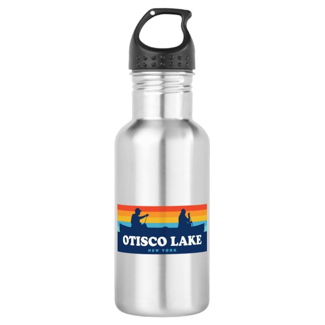 Otisco Lake New York Canoe Stainless Steel Water Bottle (Front)