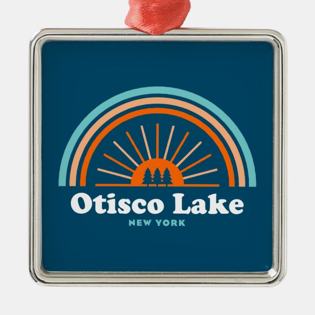 Otisco Lake New York Rainbow Metal Ornament (Front)