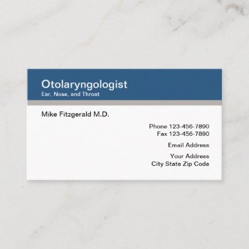 Otolaryngologist Ear Nose Throat Doctor Business Card by Luckyturtle at Zazzle