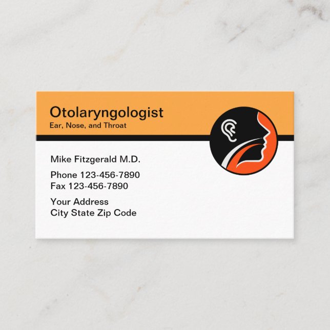 Otolaryngologist Ear Nose Throat Doctor Modern Business Card (Front)