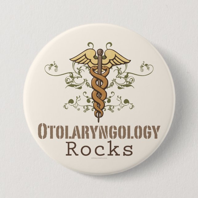 Otolaryngology Rocks Caduceus Button (Front)