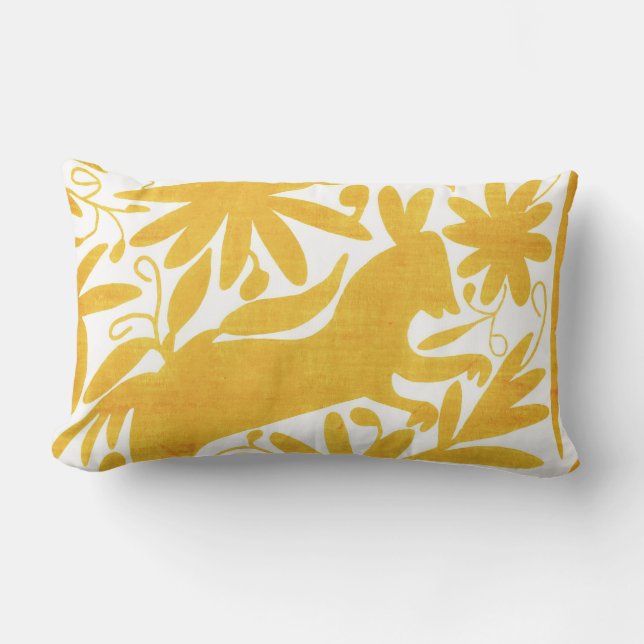 Otomi donkey, Golden Yellow Lumbar Pillow (Front)