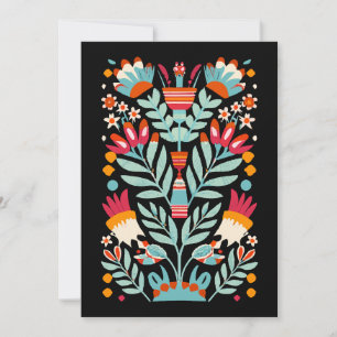 Otomi Flower Pattern Mexican Floral Art Invitation