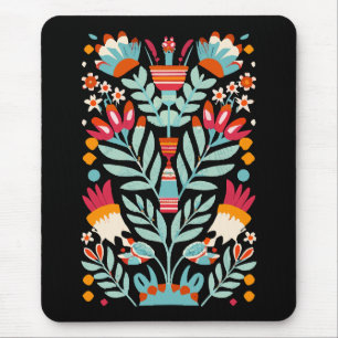 Otomi Flower Pattern Mexican Floral Art Mouse Pad