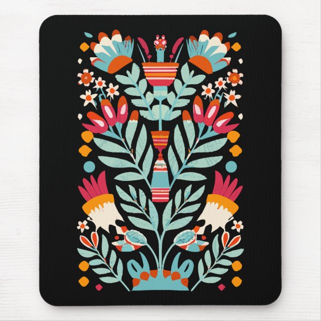 Otomi Flower Pattern Mexican Floral Art Mouse Pad (Front)