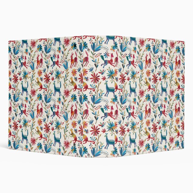 Otomi Inspired Design 3 Ring Binder (Background)