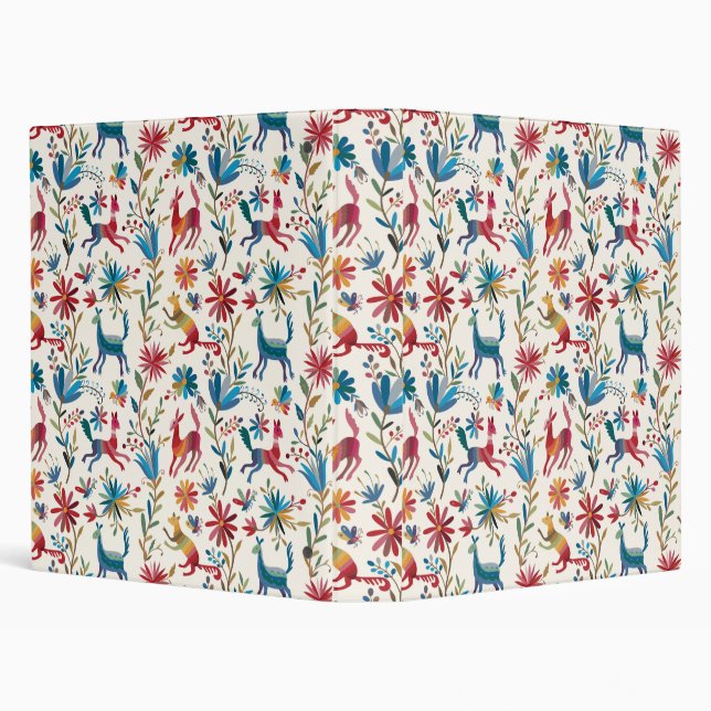 Otomi Inspired Design 3 Ring Binder (Background)