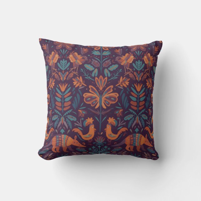 Otomi Mexican Decorative Throw Pillow (Front)