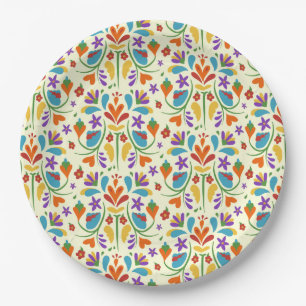 Otomi Mexican Summer Flower Pattern Gift cute Paper Plates