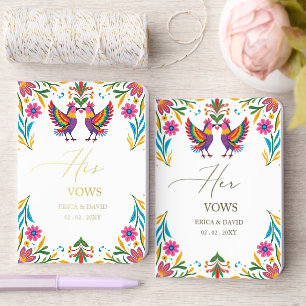 Otomi Mexican Wedding His and Hers Foil Vow Books