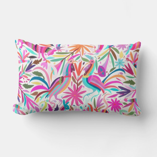 Otomi, pink/orchid/aqua lumbar lumbar pillow (Front)