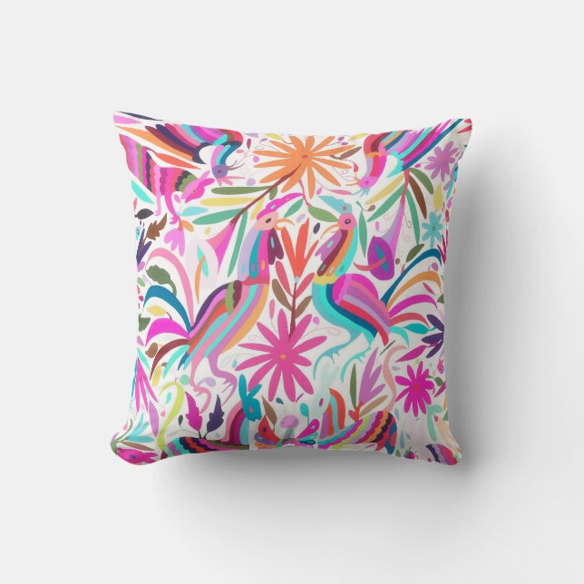 Otomi, pink/orchid/aqua throw pillow (Front)