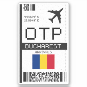 OTP Bucharest, Romania Boarding Pass - Airport Sticker