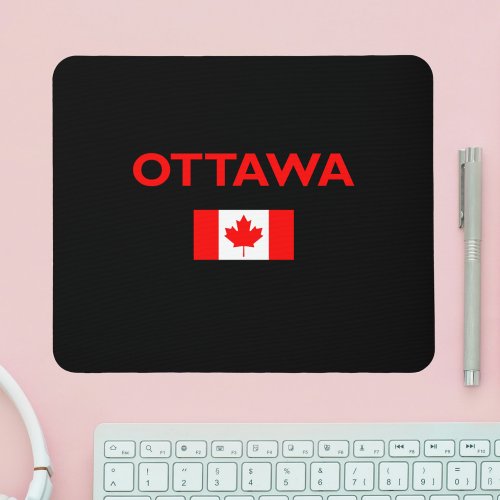Ottawa Canada Canadian Flag Dark Color Mouse Pad
