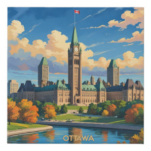 Ottawa Canada Parliament Building, City Skyline Faux Canvas Print