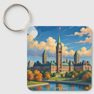 Ottawa Canada Parliament Building, City Skyline Keychain