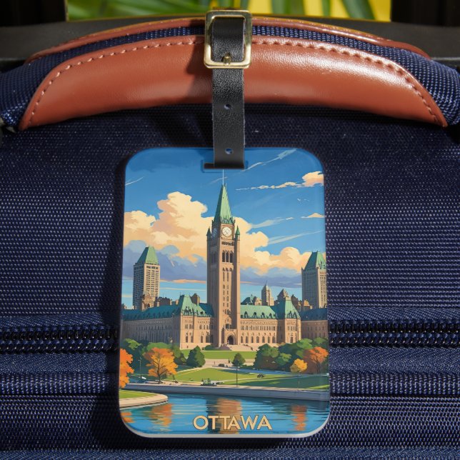 Ottawa Canada Parliament Building, City Skyline Luggage Tag (Front Insitu 2)