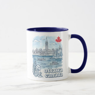 Ottawa Canada Simple Blue Skyline Cute Cityscape Mug
