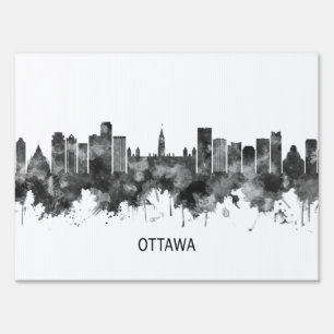 Ottawa Canada Skyline BW Sign