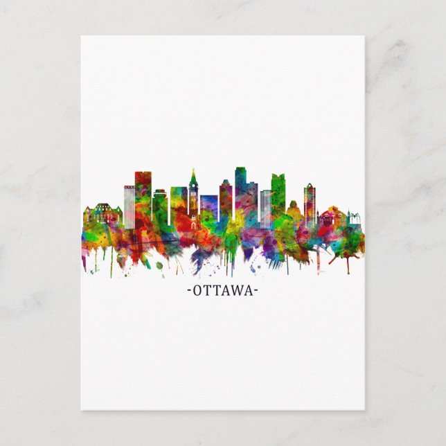 Ottawa Canada Skyline Holiday Postcard (Front)