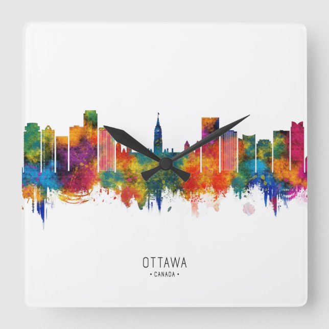 Ottawa Canada Skyline Square Wall Clock (Front)