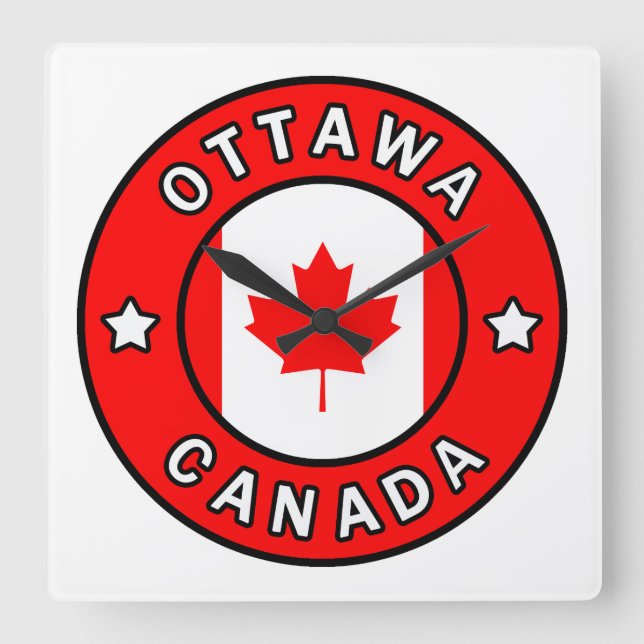 Ottawa Canada Square Wall Clock (Front)