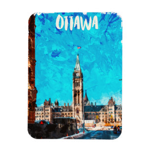 Ottawa Canada Vintage Travel Watercolor Magnet