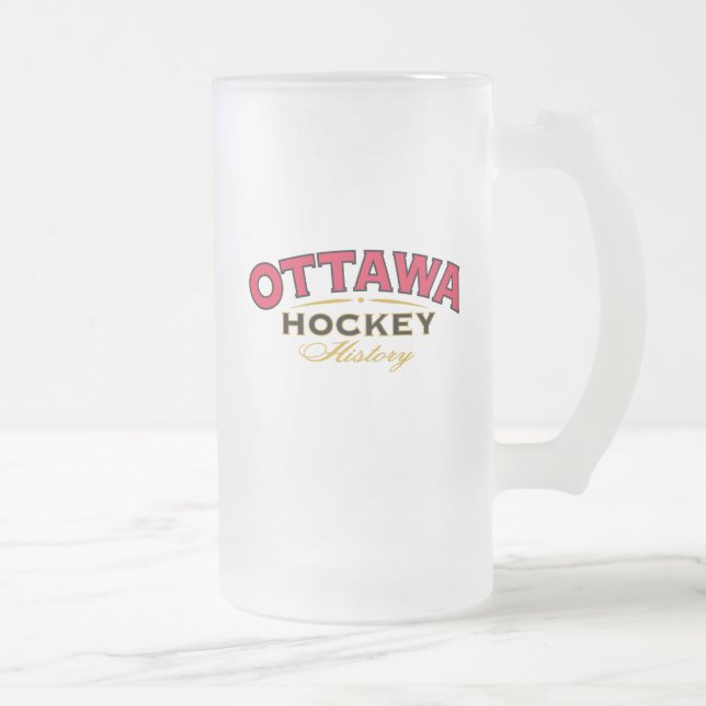 Ottawa Hockey History Frosted Glass Mug (Right)