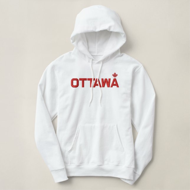 Ottawa Hoodie - Red Canada Maple Leaf (Design Front)