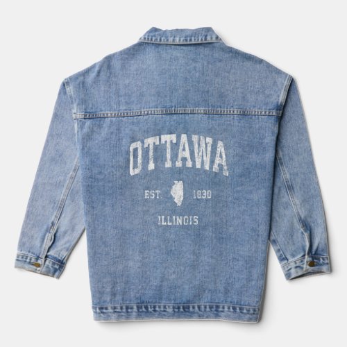 Ottawa Illinois Il Vintage Athletic Sports  Denim Jacket