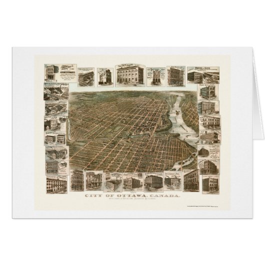 Ottawa, ON, Canada Panoramic Map - 1895 Cards (Front Horizontal)
